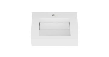 Solid Surface wastafel Ariel Standaard met handdoekhouder 50x35x15 (lxdxh) mat wit