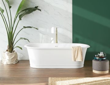 Vrijstaand Solid Surface ligbad Classic 180x88cm mat wit