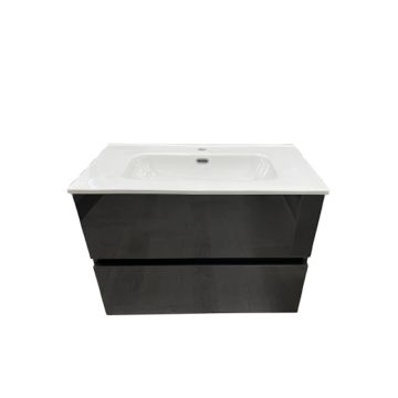 Badmeubel Onyx 80cm Antraciet Glans met Keramische wastafel