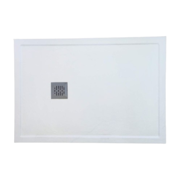 Composite shower tray with border Stone Eco 86x120cm white structure even