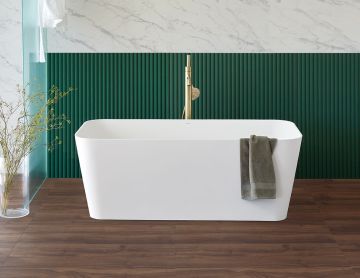 Vrijstaand solid Surface ligbad Rust 150x70cm mat wit