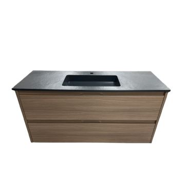 Badmeubel Kalipso 120cm Nogal met composiet wastafel antraciet