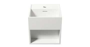 Solid Surface wastafel Titan met opbergvak 30x30x30cm (lxdxh)