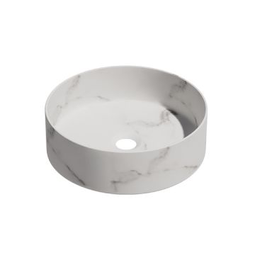 ceramic round surface-mounted wash bowl Calacatta ø36cm white marble with grey vein