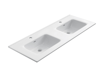 ceramic double washbasin Milan, 121x46cm white