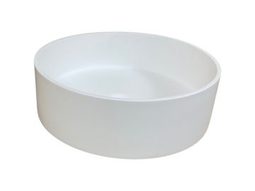 Solid Surface ronde opbouw waskom Sevilla ø38cm mat wit