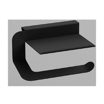 designer toiletrol Holder Quick matt black with shelf for smartphone