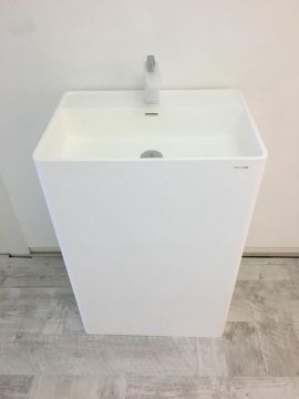 washbasin free standing Cube 60x42cm Solid Surface matt white