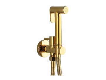 Bidetdouche of toiletdouche met stopkraan en slang 150 cm goud glans