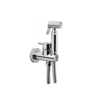 Bidetshower or toiletshower brass chromed with single lever faucet chrome