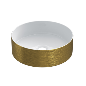 ceramic round surface-mounted wash bowl Cylindrico ø36cm gold coloured with white inside