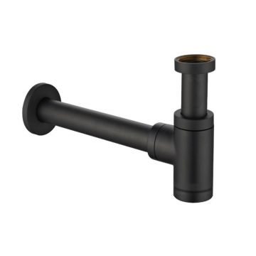 designer siphon Evolution 1¼" matt black with wall pipe