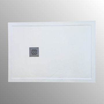 Composiet douchebak met rand Stone 90x170 wit structuur granito