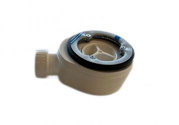 Plat douchebak sifon Baltic inbouwhoogte 60mm met zeefje voor gatmaat 90mm wit