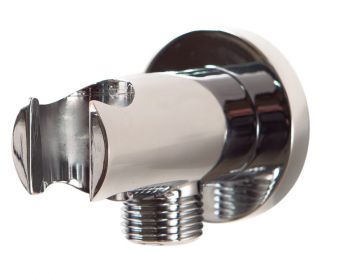 hand shower holder with water inlet and wall connection chrome