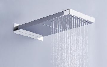 built-in overhead shower Einstein 50x22cm stainless steel polished with waterfall function
