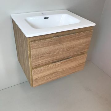 vanity unit Roble 60cm, oak 'look' with ceramic washbasin