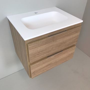 vanity unit Roble 60cm oak 'look' with Solid Surface washbasin