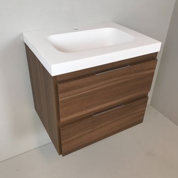 vanity unit Nogal 60cm, walnut 'look' with 5 cm Composite washbasin