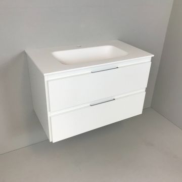 vanity unit Blanco 80cm, white with Solid Surface washbasin