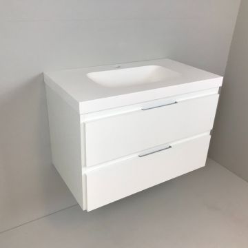 vanity unit Blanco 80cm, white with 5cm Composite washbasin