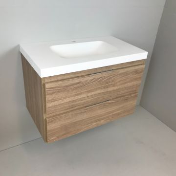 vanity unit Roble 80cm, oak 'look' with 5cm Composite washbasin