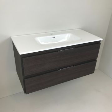 vanity unit Wengé 100cm, wengé 'look' with ceramic washbasin