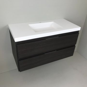 vanity unit Wengé 100cm, wengé 'look' with 5cm Composite washbasin