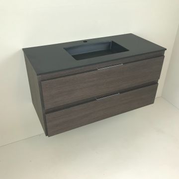 vanity unit Wengé 100cm, wengé 'look' with Composite washbasin anthracite