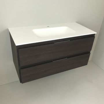 vanity unit Wengé 100cm, wengé 'look' with Solid Surface washbasin