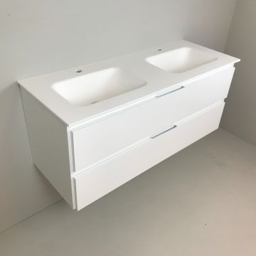 double vanity unit Blanco 120cm, white with Solid Surface washbasin