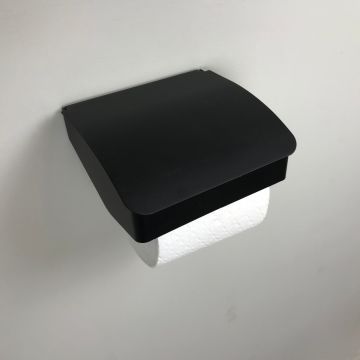 Toilet paper holder Cube black with klep