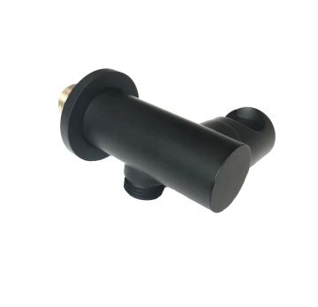 tiltable hand shower holder with water inlet and wall connection matt black