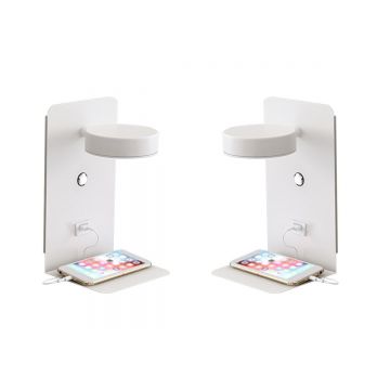 Set made of 2 LED wall lamps with shelf, rotatable lighting and usb connection white 
