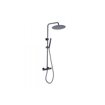 rain showerset Nero Round with hand shower and thermostatic faucet black