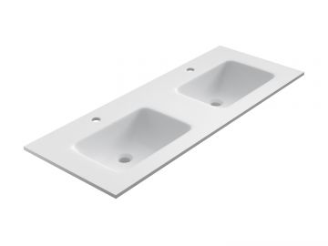 Solid Surface double washbasin Florence, 121x46cm white