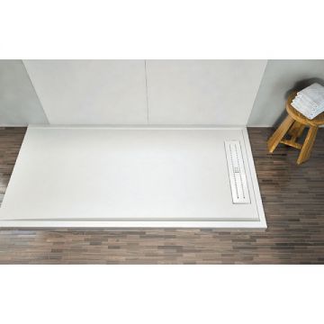 Composite shower tray customizeable with stainless steel drainage gutter  Subway