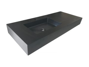 Free-hanging Composite washbasin Solid Stone, 110x45cm black