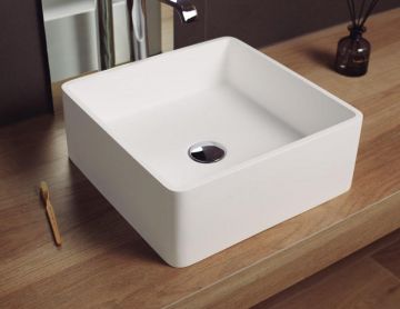 Solid Surface wash bowl surface-mounted Arte 40x40cm matt white