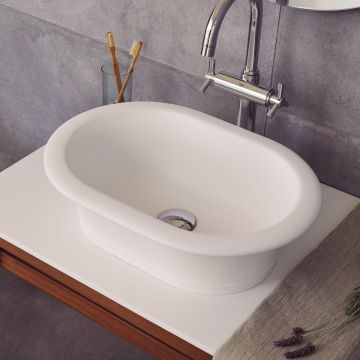 Solid Surface wash bowl surface-mounted Classico 50x36cm matt white
