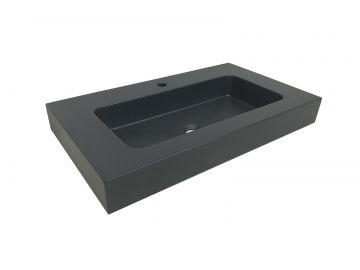 Composite washbasin Cuadro with faucet hole 80,5x45,5 cm anthracite