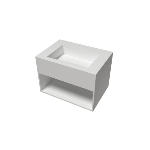 Solid Surface wastafel Ariel Middle met handdoekvak 50x35x35cm (lxdxh) mat wit