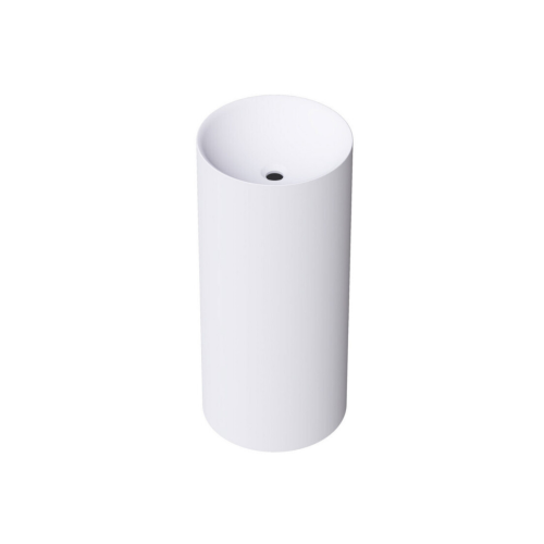 Vrijstaand composiet wastafel Circo ø40x90cm mat wit - zonder kraangat