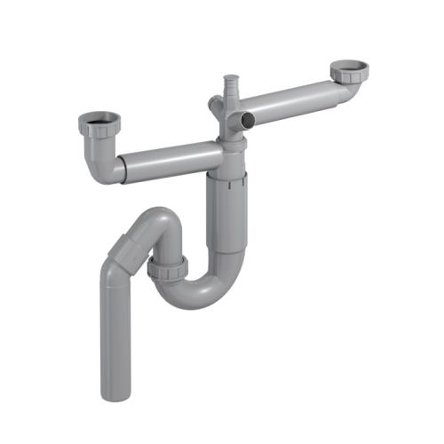 double space saving telescopic siphon for kitchen sink with bottom outlet