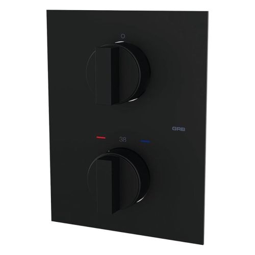 built-in thermostatic faucet Nero matt black square with 2 exiten