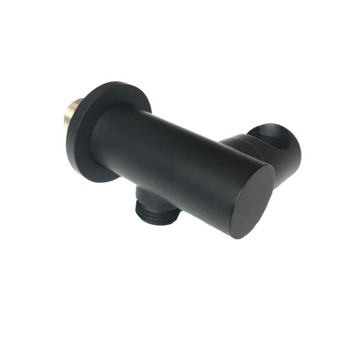 tiltable hand shower holder with water inlet and wall connection matt black