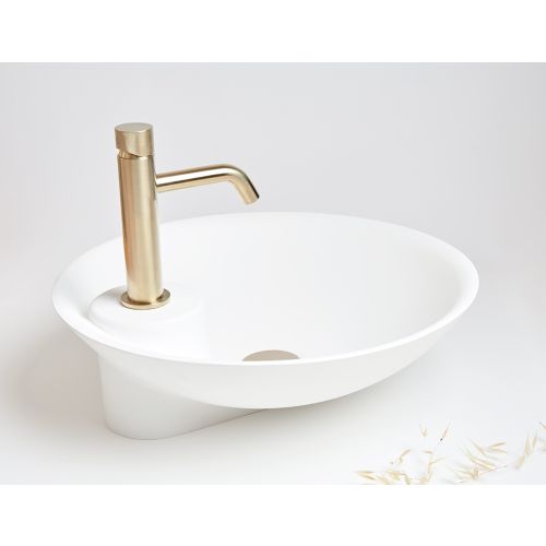  Composiet opbouw waskom Bol tp ø43cm mat wit met kraangat