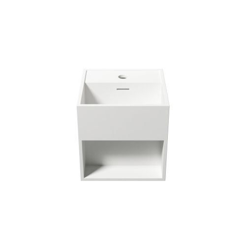 Solid Surface wastafel Titan met opbergvak 30x30x30cm (lxdxh)