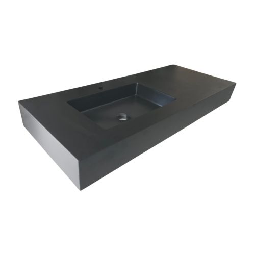 Free-hanging Composite washbasin Solid Stone, 110x45cm black