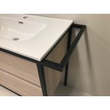 vanity unit set 2-piece Eternal 90cm oak - matt black, with ceramic washbasin